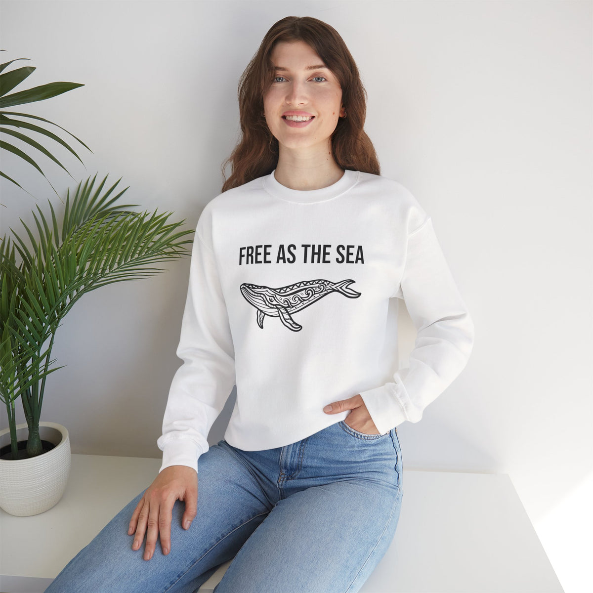 Free As The Sea Whale Sweatshirt – Tribal Ocean Design
