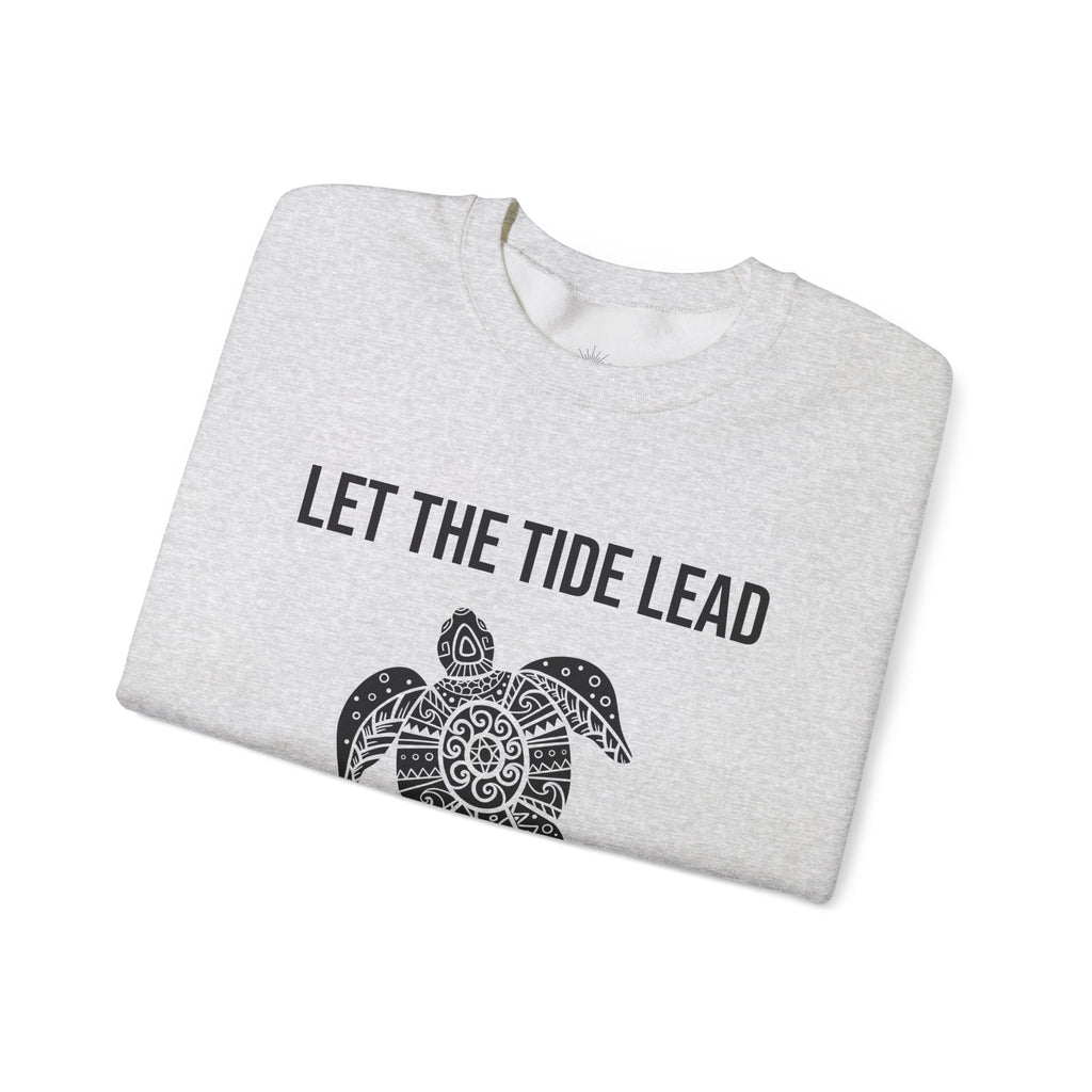 Turtle Crewneck Sweatshirt — "Let the Tide Lead" Coastal Graphic