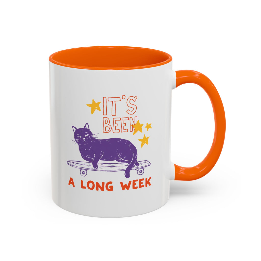 “It’s Been a Long Week” Cat on Skateboard Coffee Mug