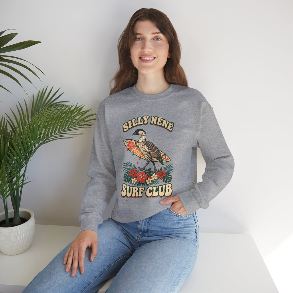 Silly Nēnē Surf Club Christmas Crewneck Sweatshirt – Hawaiian Goose Holiday Sweatshirt