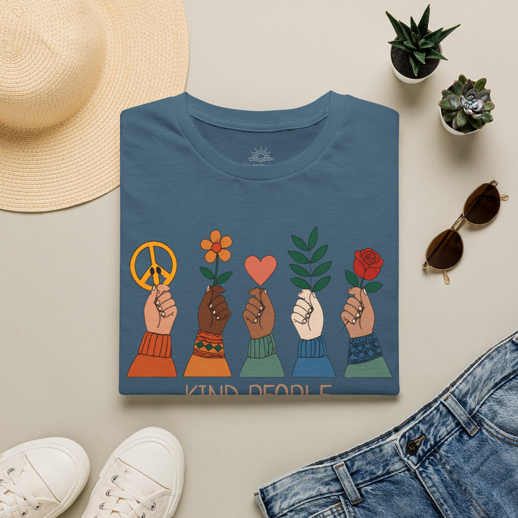 Kind People Change the World T-Shirt | Peace Flower Heart Rose Hands