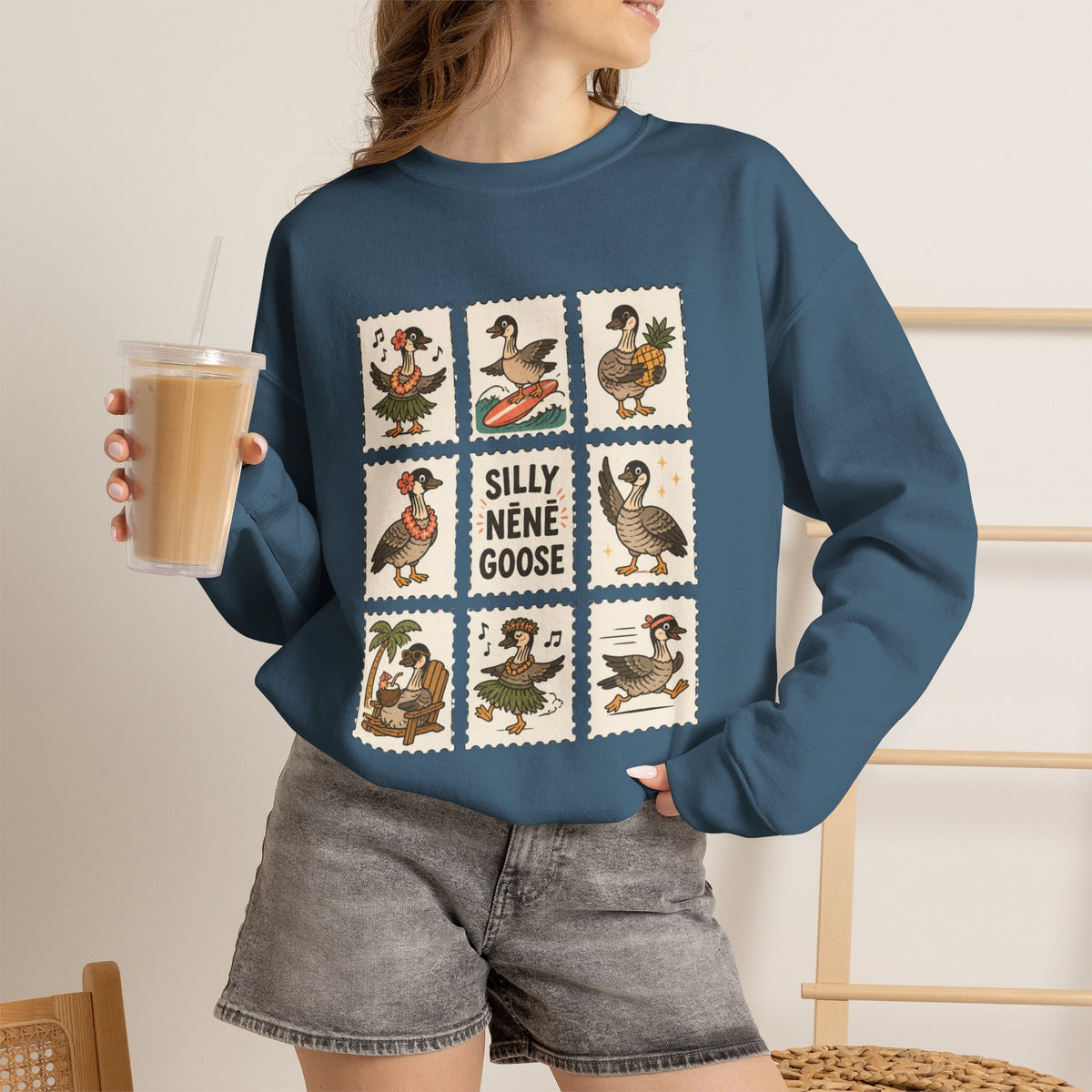 Silly Nēnē Goose Stamp Crewneck – Vintage Hawaiian