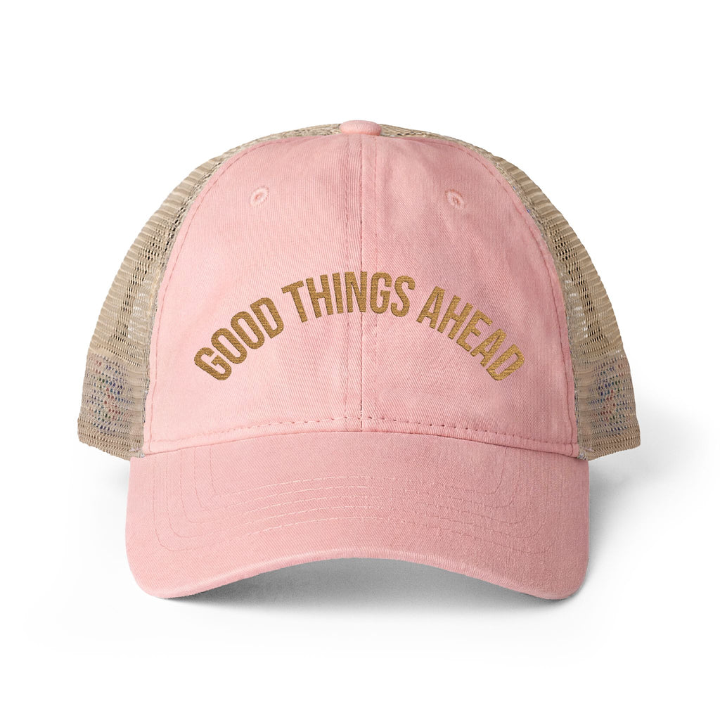 Women's Washed Mesh-Back Cap — Good Things Ahead