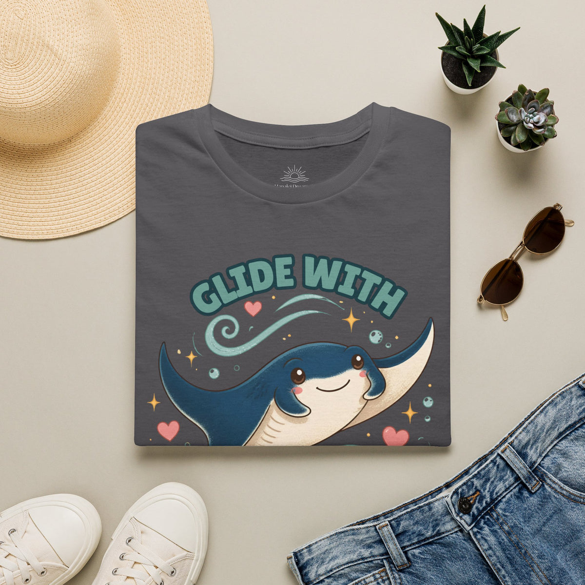 Manta Ray T-Shirt, Glide With the Tide Ocean Graphic