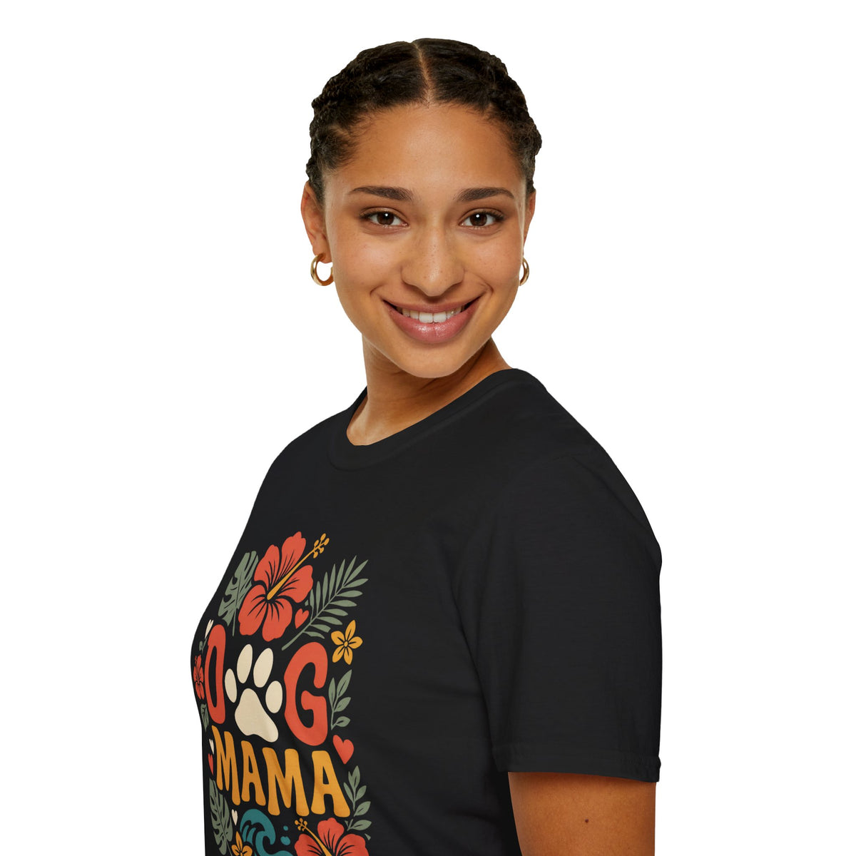 “DOG MAMA” Floral Paw Print Tropical Tee