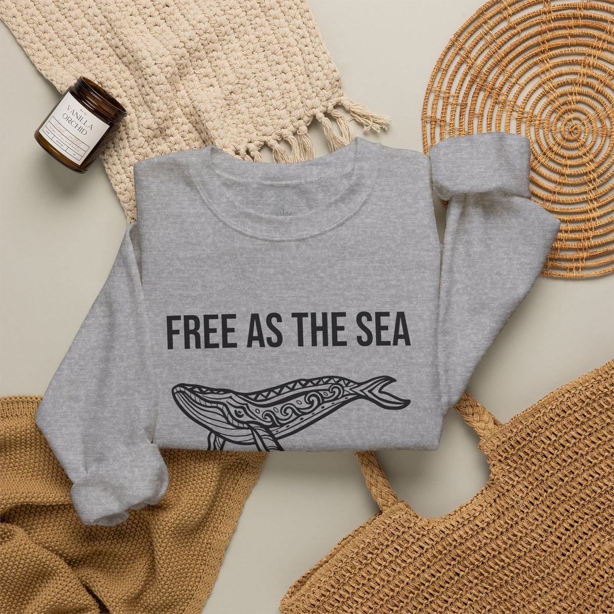 Free As The Sea Whale Sweatshirt – Tribal Ocean Design