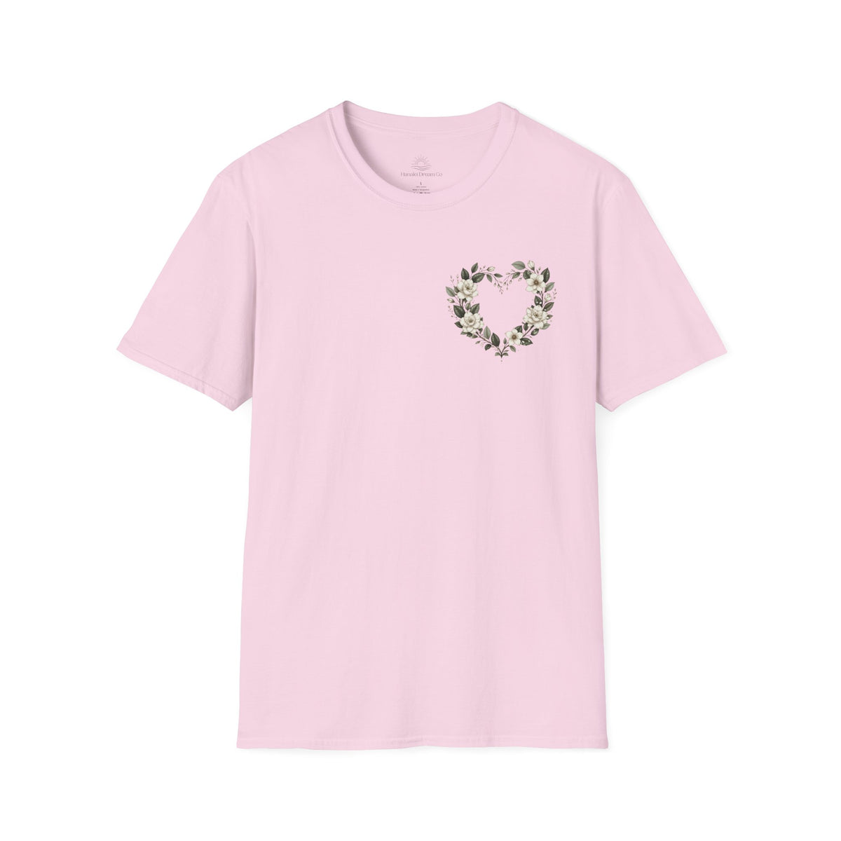 Gardenia Heart Floral Wreath T-Shirt – Botanical
