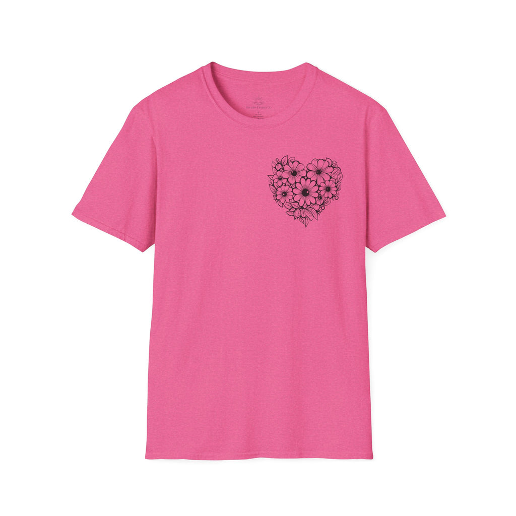 Bloom Kindly Floral Heart T-Shirt – Daisy Line Art