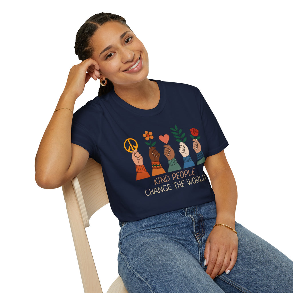 Kind People Change the World T-Shirt | Peace Flower Heart Rose Hands