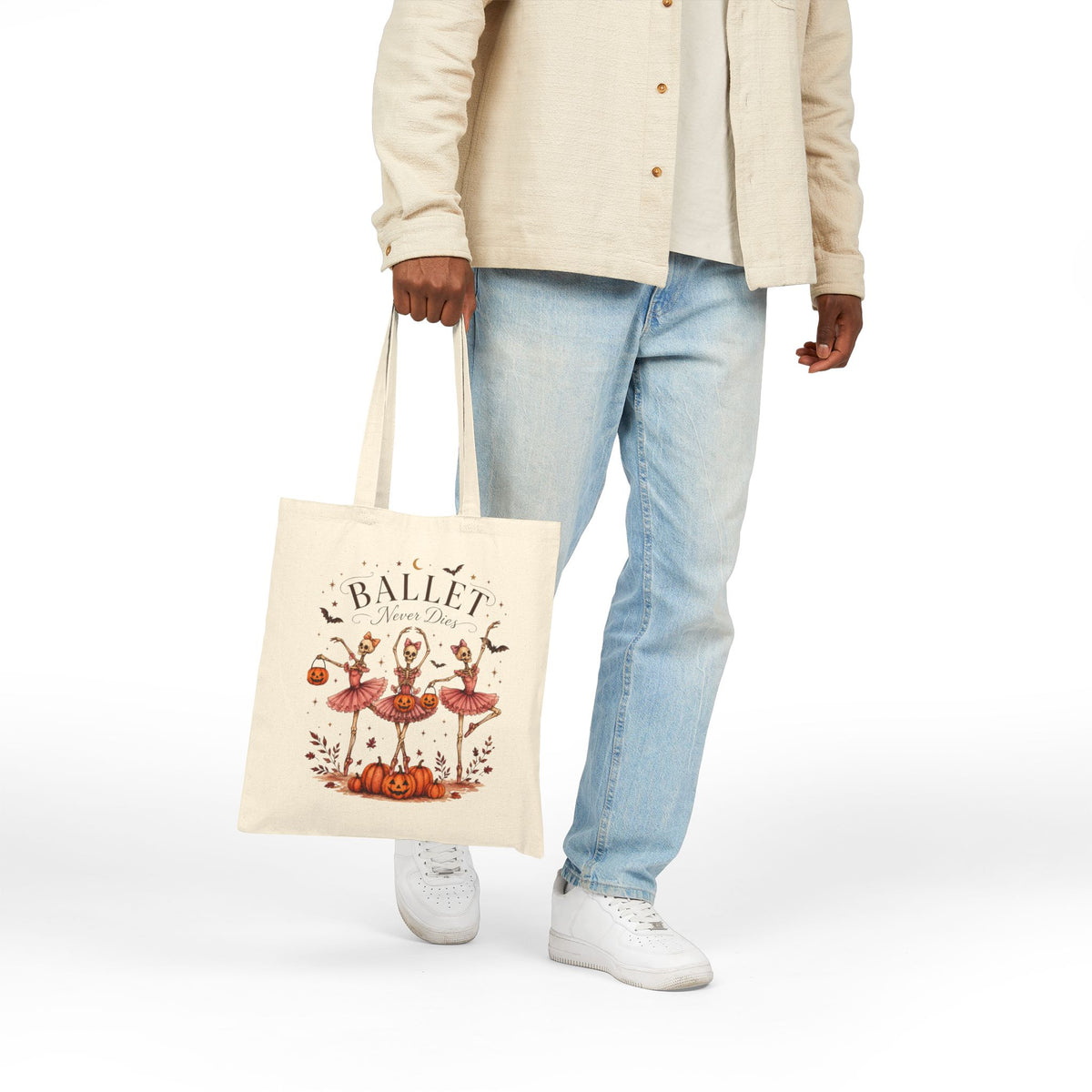 'Ballet Never Dies' Halloween Ballerina Pumpkin Canvas Tote