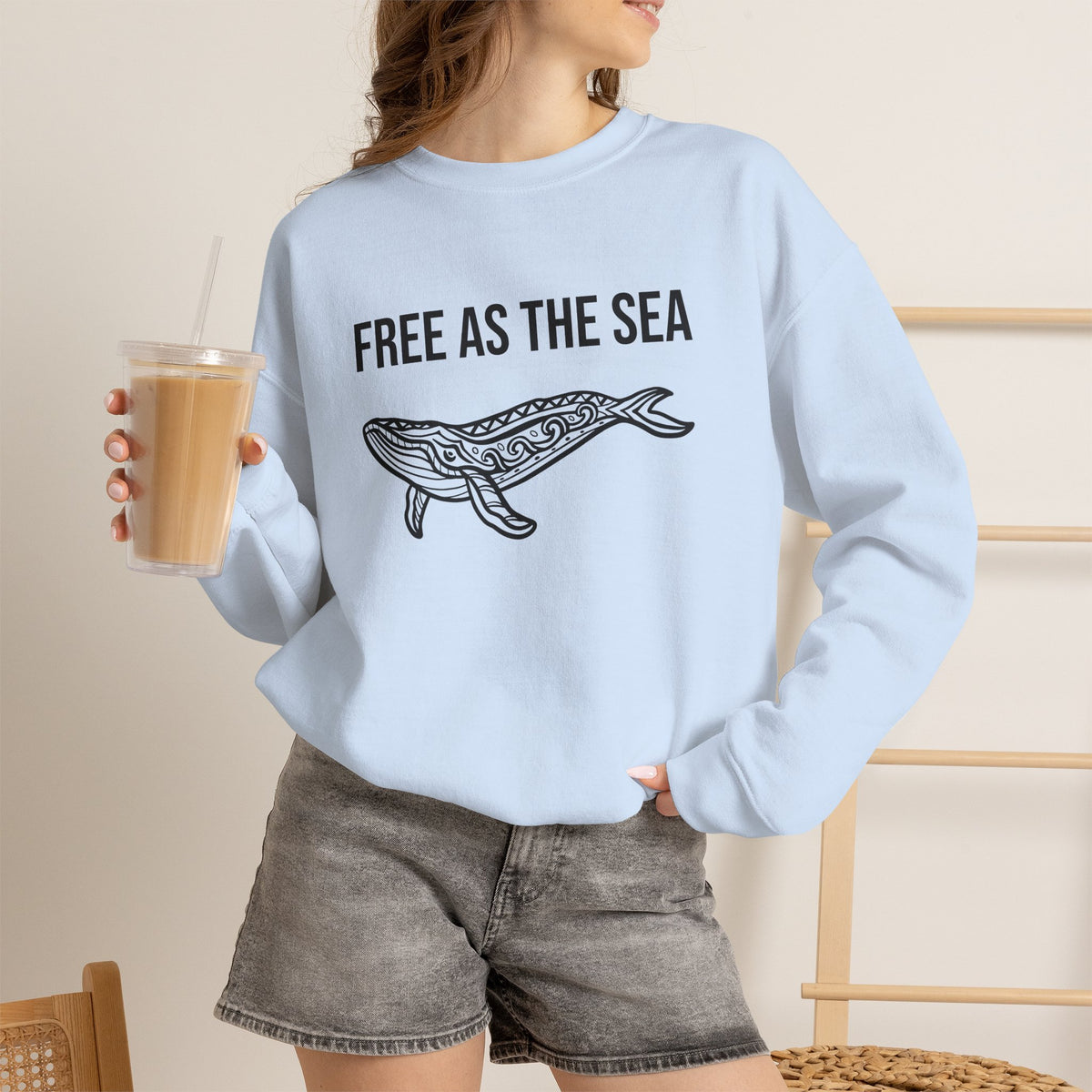 Free As The Sea Whale Sweatshirt – Tribal Ocean Design