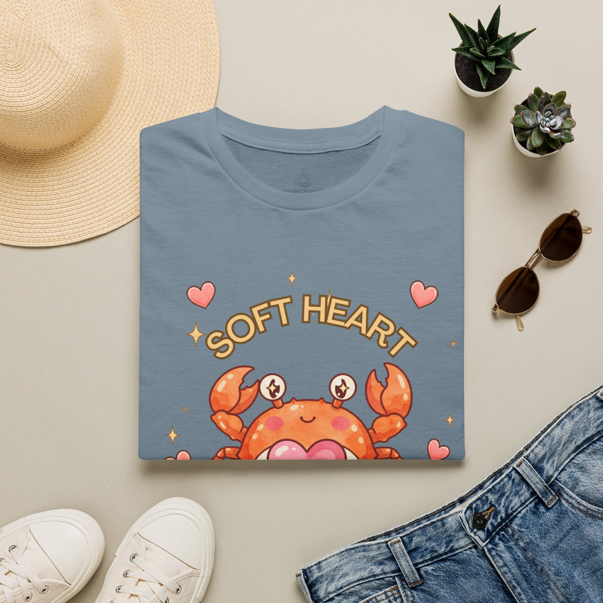 Soft Heart Sharp Claws Cute Crab T-Shirt, Ocean Graphic