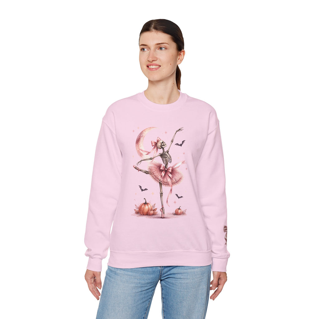 Skeleton Ballerina Ballet Dancer Sweatshirt | Halloween Pumpkin Moon