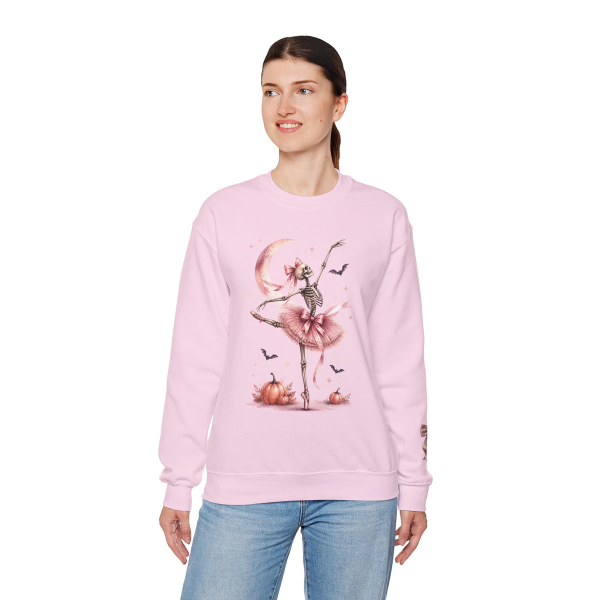 Skeleton Ballerina Ballet Dancer Sweatshirt | Halloween Pumpkin Moon
