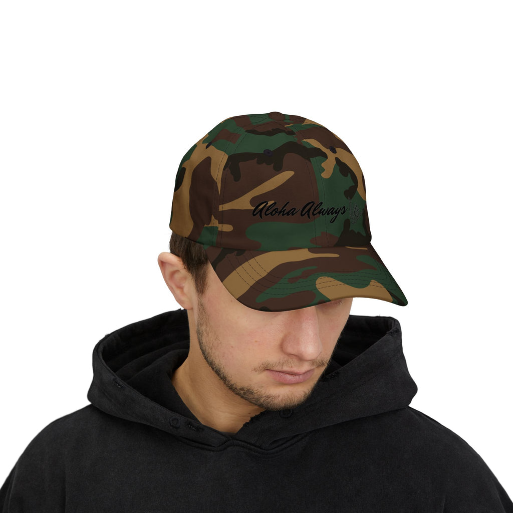 Aloha Always Dad Cap — Hawaiian Skeleton Shaka Hat
