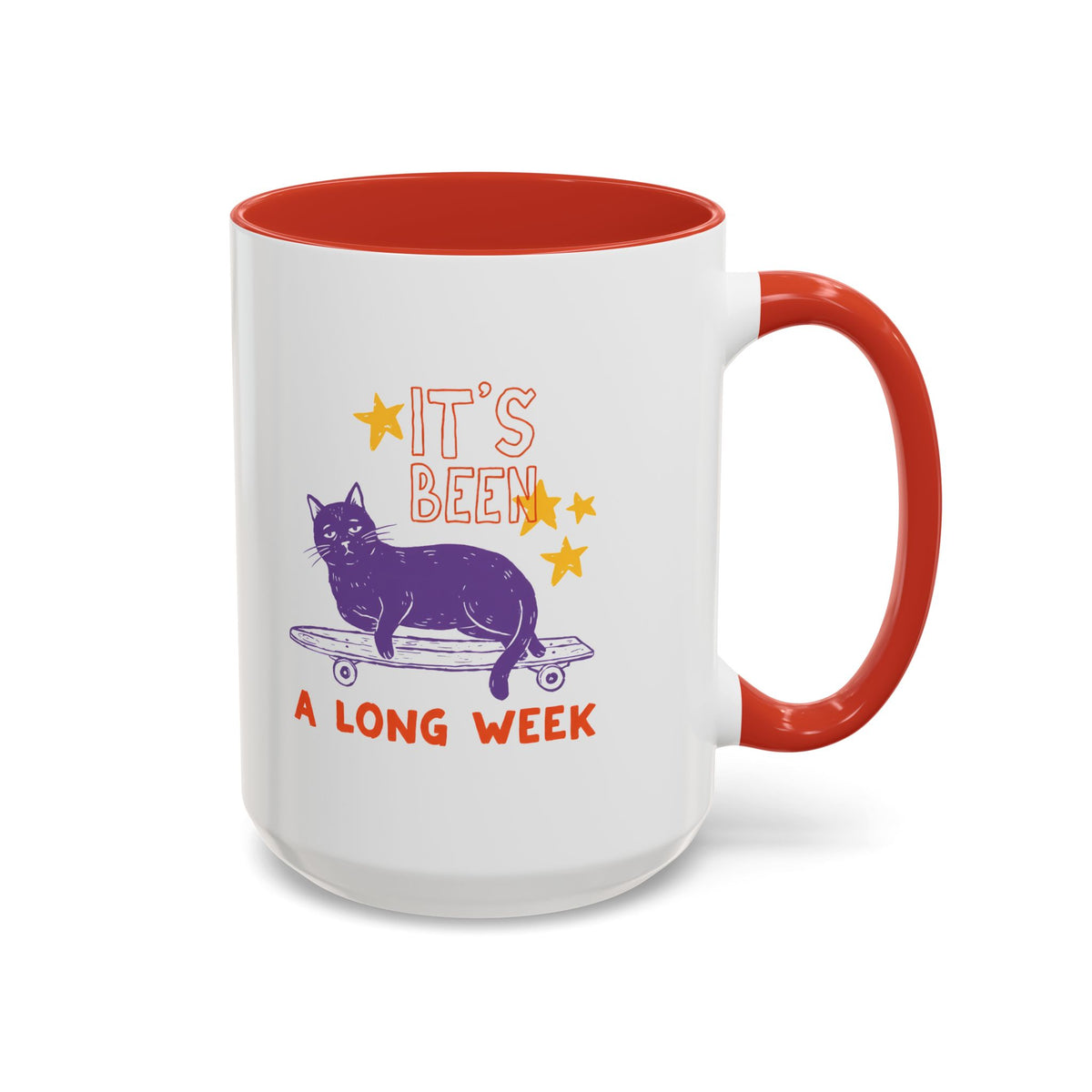 “It’s Been a Long Week” Cat on Skateboard Coffee Mug