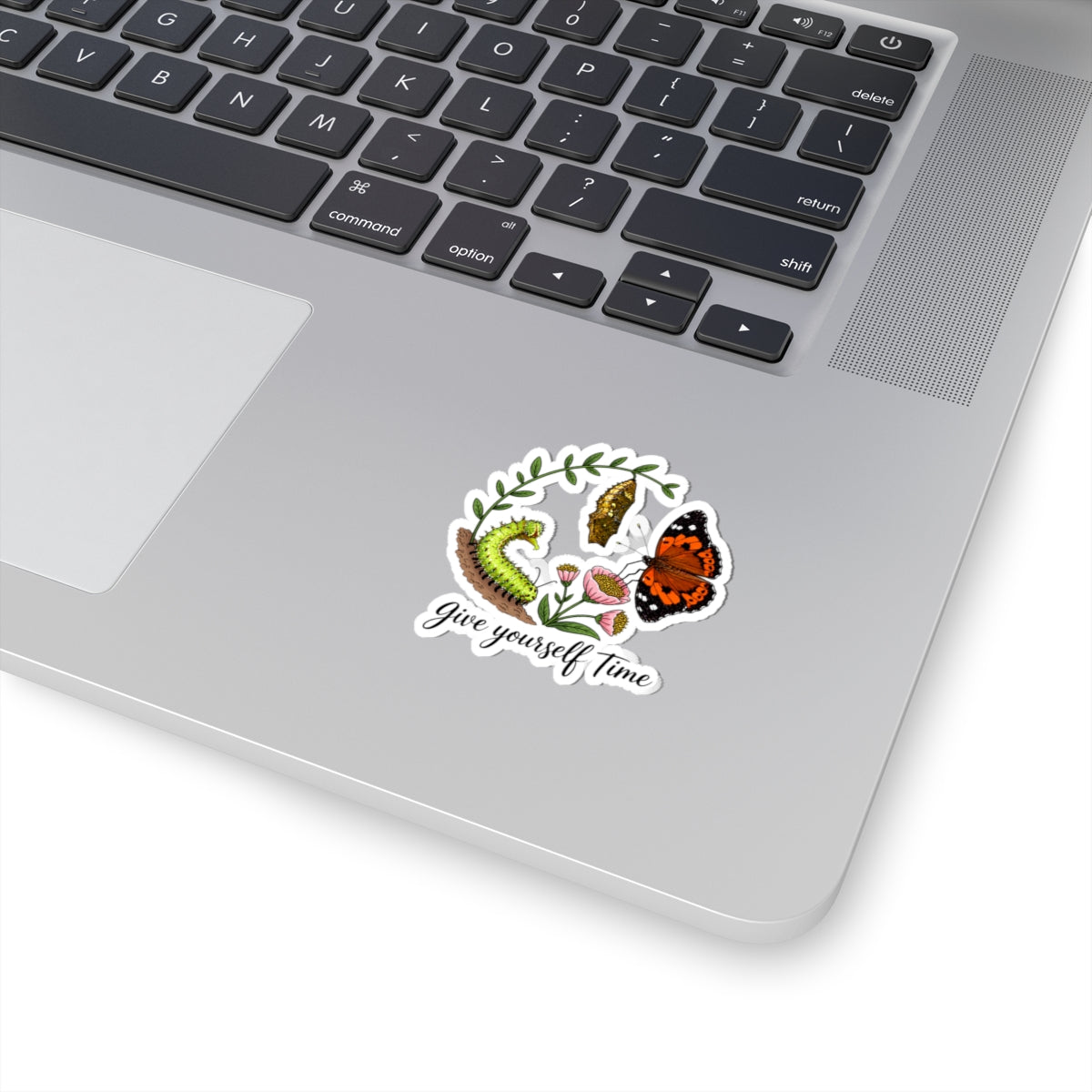 Give Yourself Time — Kamehameha Butterfly & Caterpillar Kiss-Cut Sticker