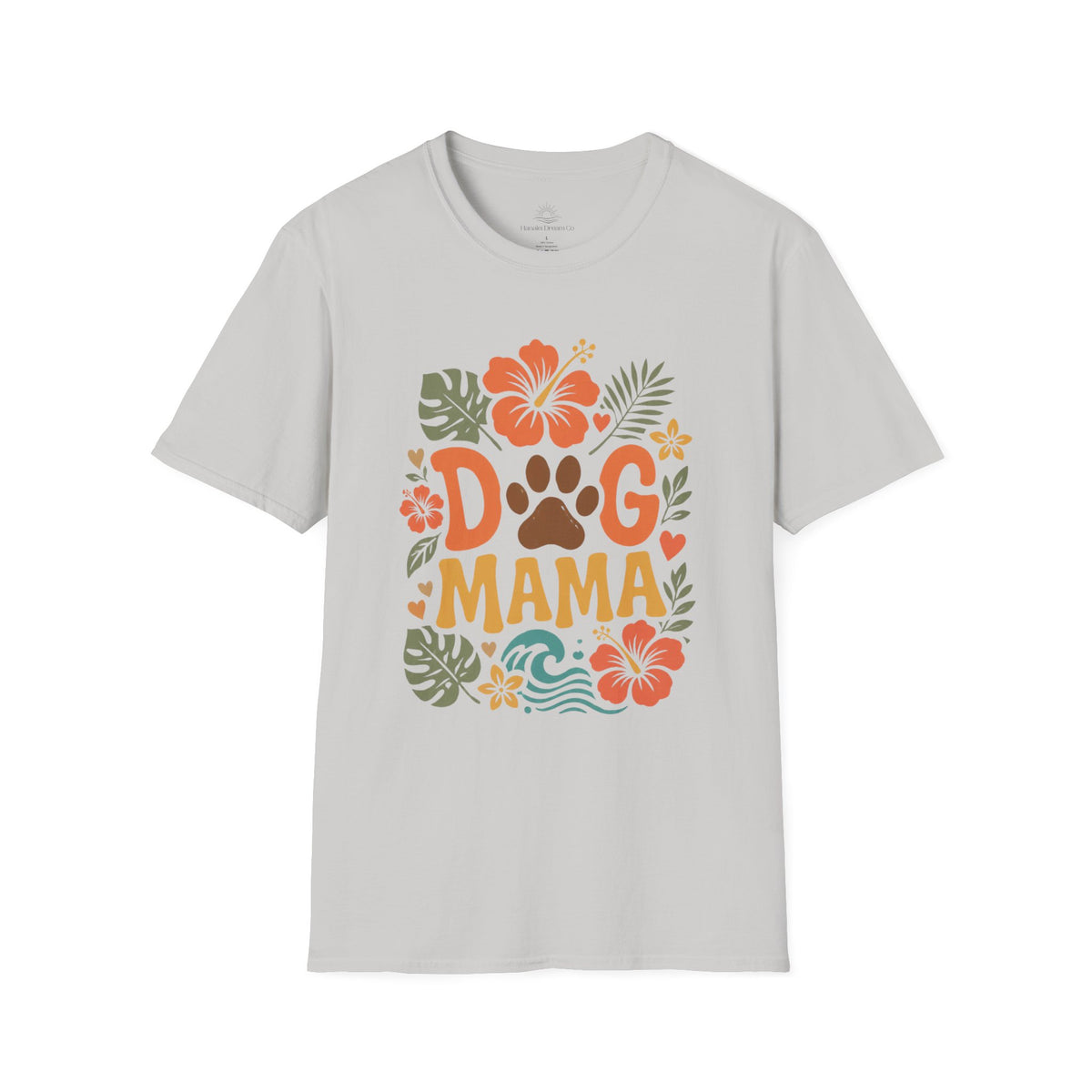 “DOG MAMA” Floral Paw Print Tropical Tee