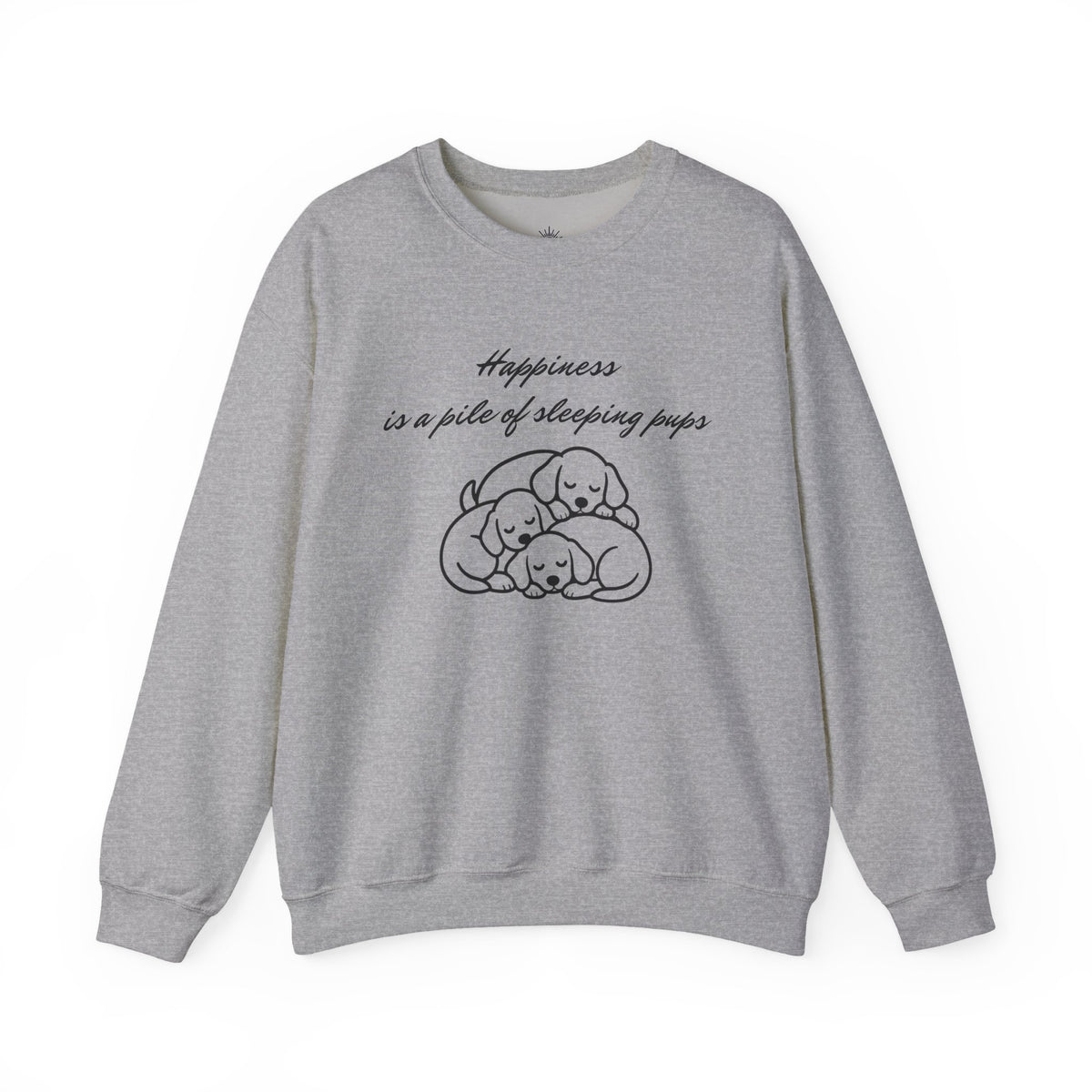 “Happiness Is a Pile of Sleeping Pups” Puppy Crewneck