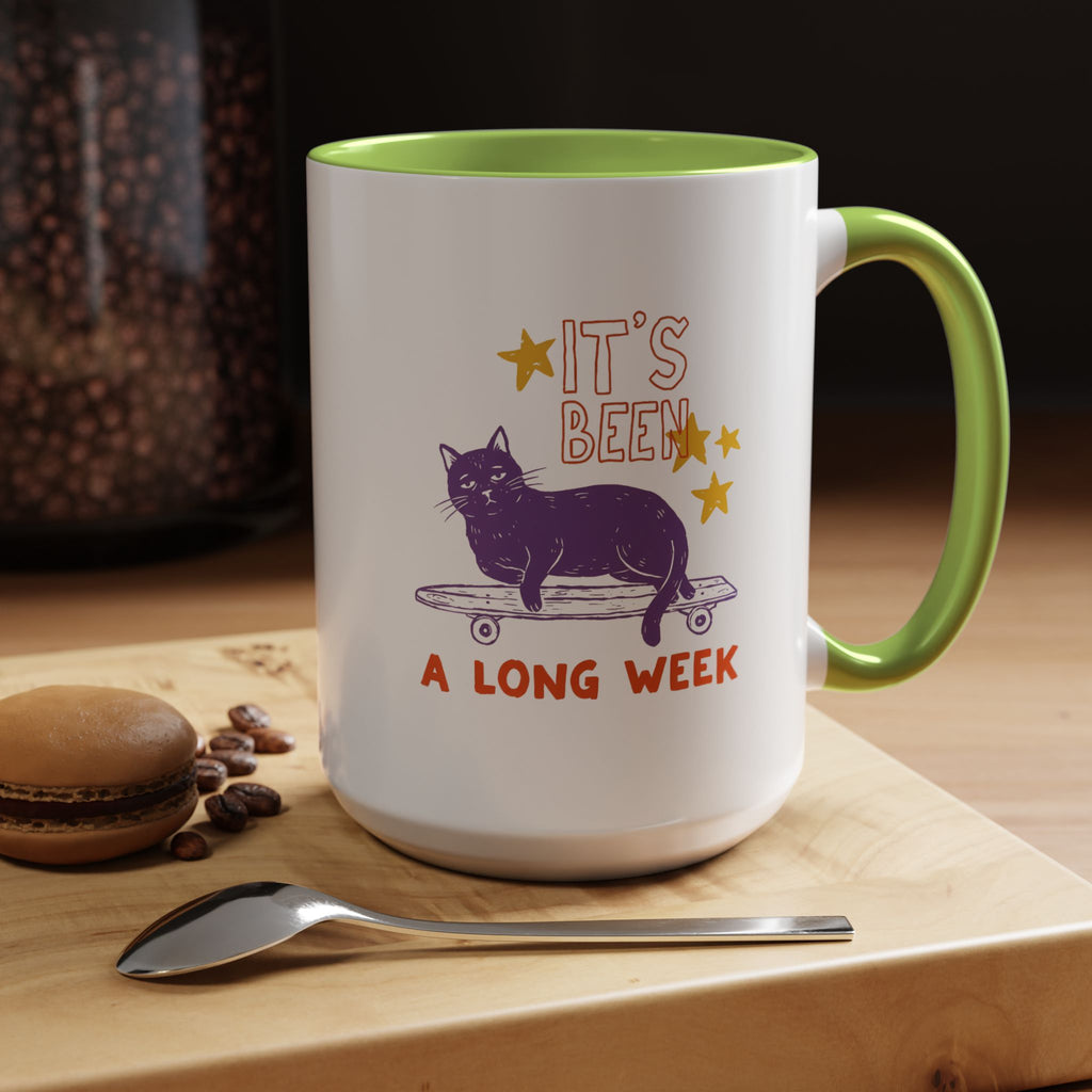 “It’s Been a Long Week” Cat on Skateboard Coffee Mug
