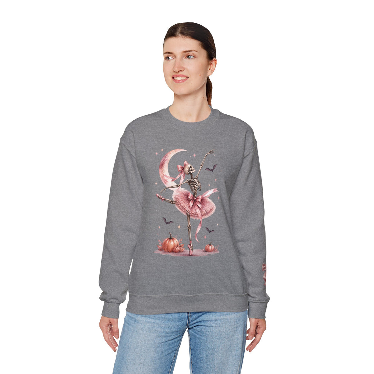 Skeleton Ballerina Ballet Dancer Sweatshirt | Halloween Pumpkin Moon