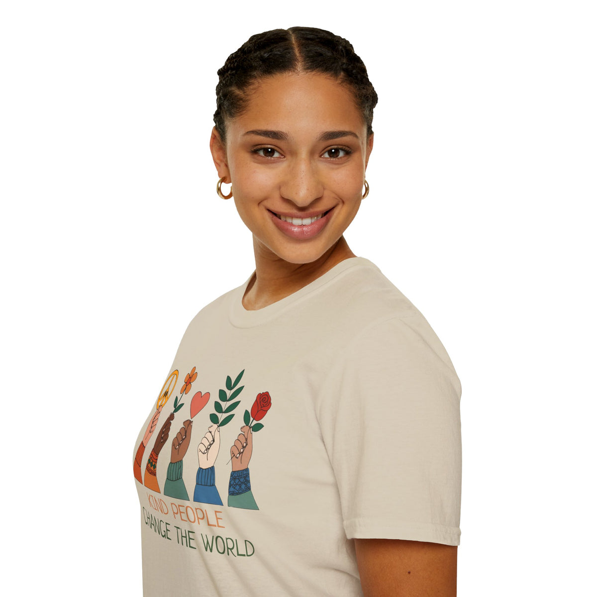 Kind People Change the World T-Shirt | Peace Flower Heart Rose Hands