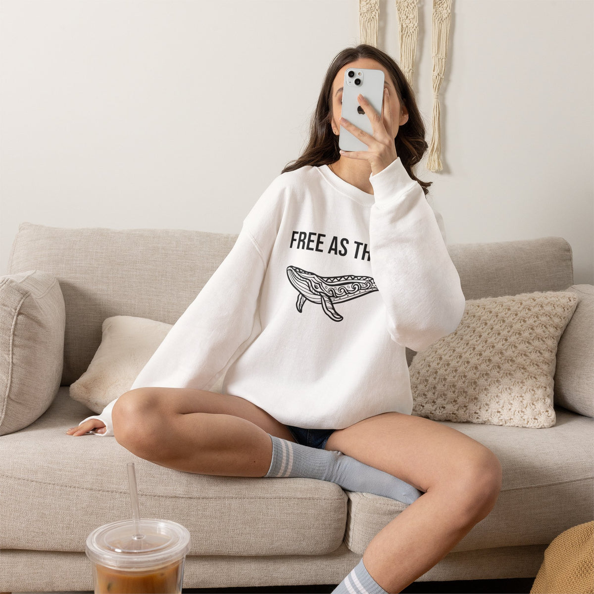 Free As The Sea Whale Sweatshirt – Tribal Ocean Design
