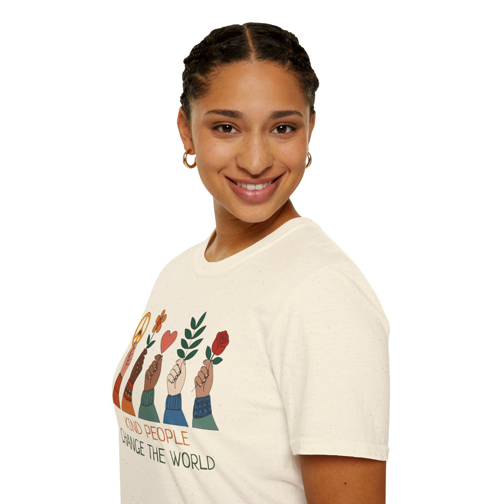 Kind People Change the World T-Shirt | Peace Flower Heart Rose Hands
