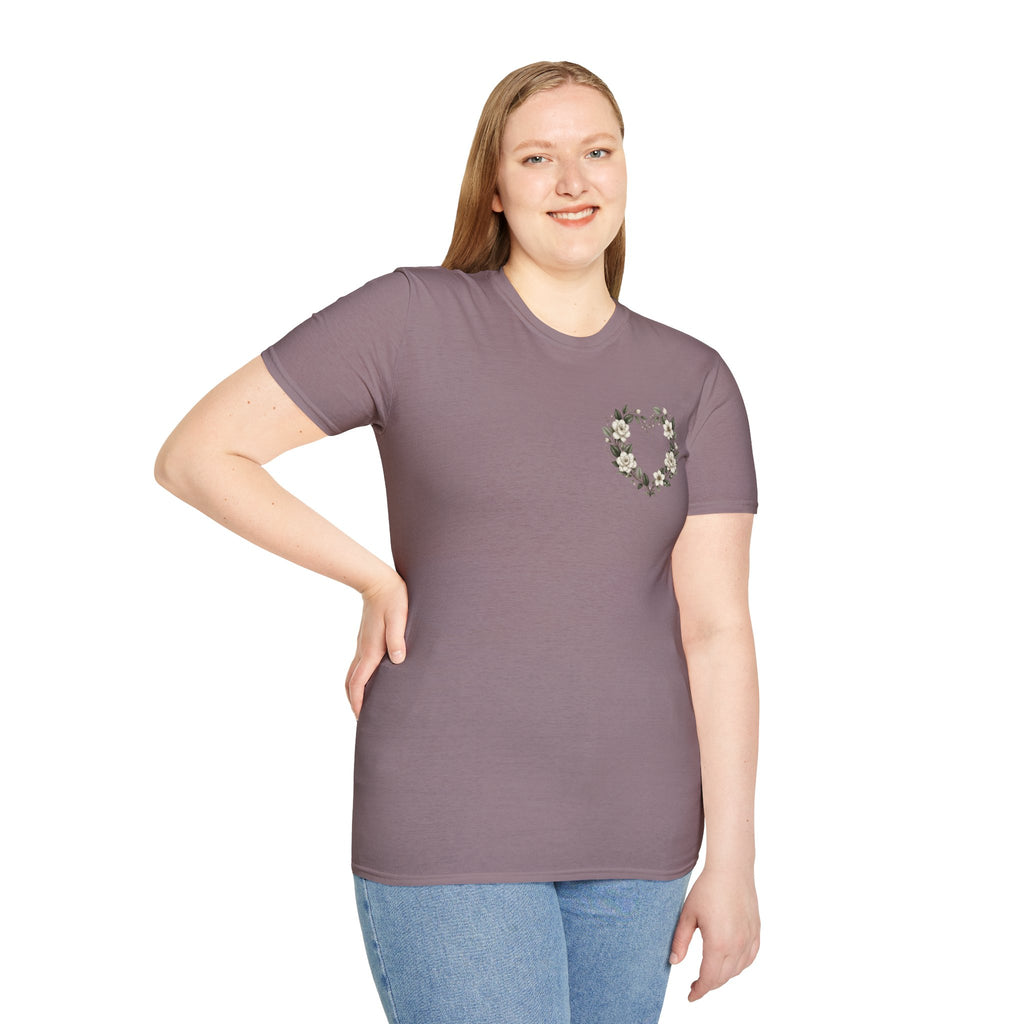 Gardenia Heart Floral Wreath T-Shirt – Botanical