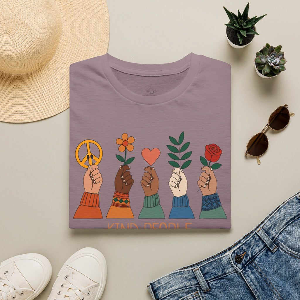 Kind People Change the World T-Shirt | Peace Flower Heart Rose Hands
