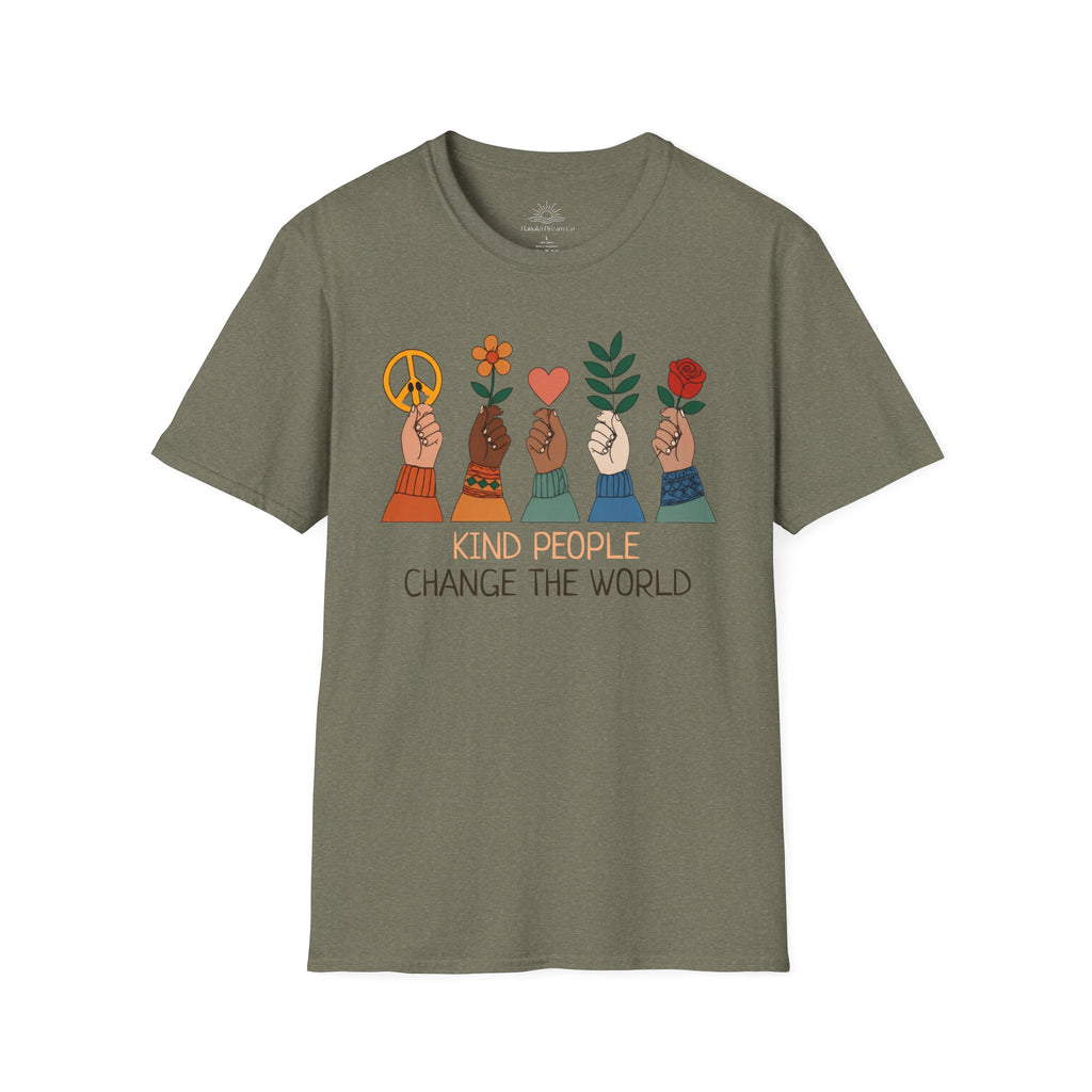 Kind People Change the World T-Shirt | Peace Flower Heart Rose Hands