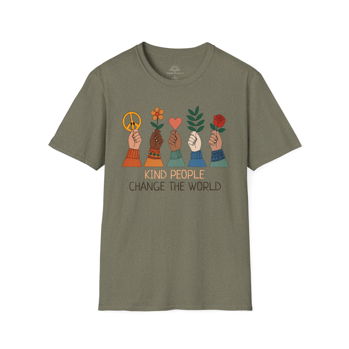 Kind People Change the World T-Shirt | Peace Flower Heart Rose Hands
