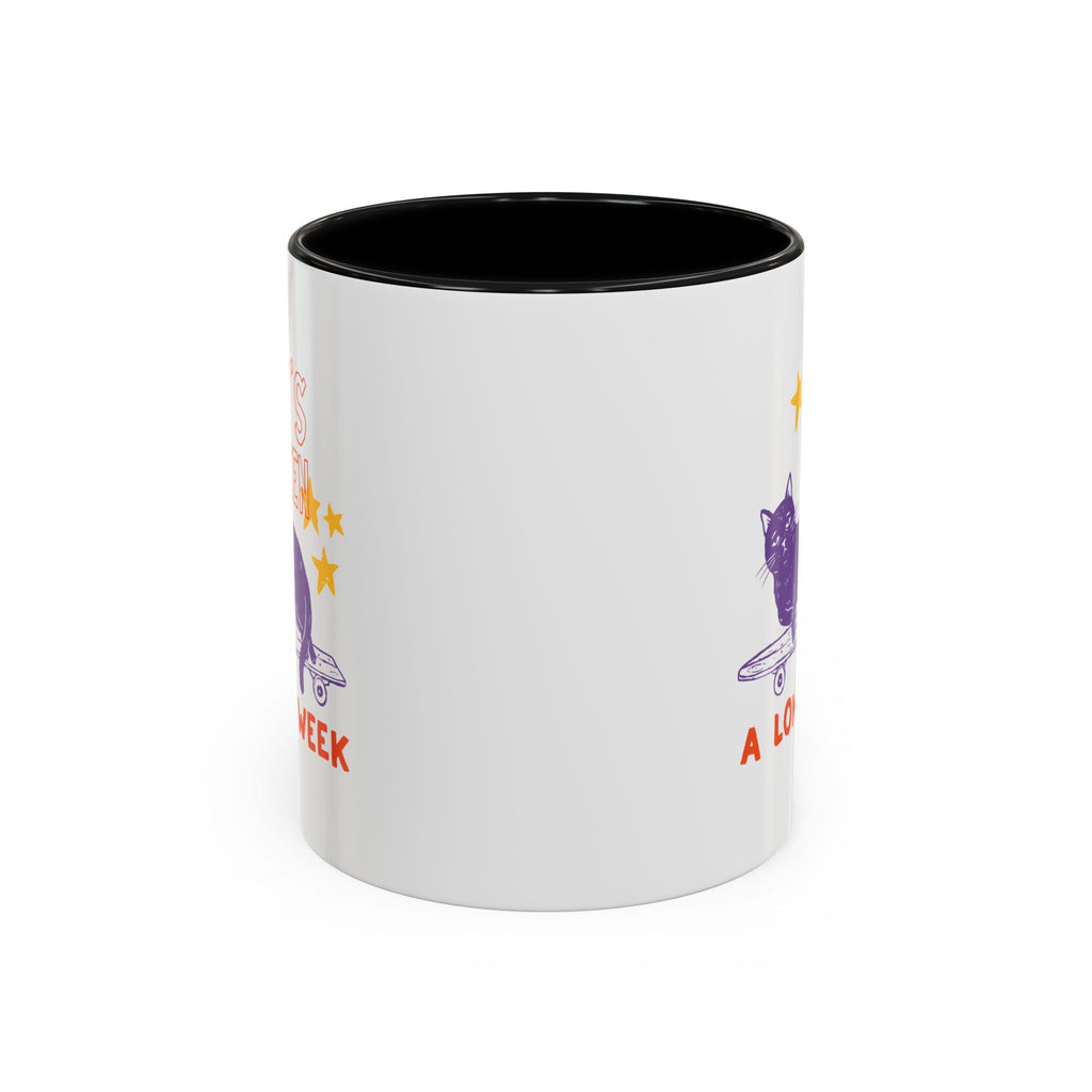 “It’s Been a Long Week” Cat on Skateboard Coffee Mug