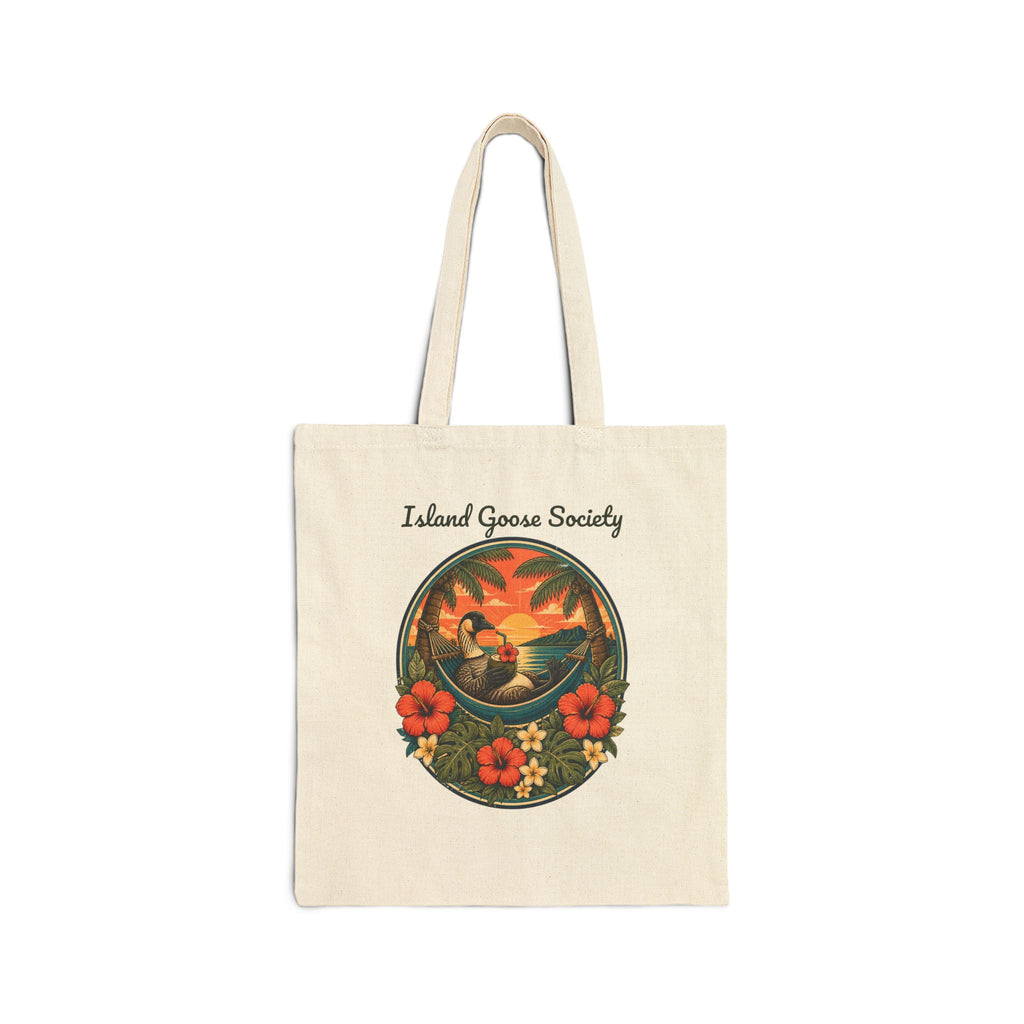 Island Nēnē Canvas Tote – Tropical Sunset Floral Design