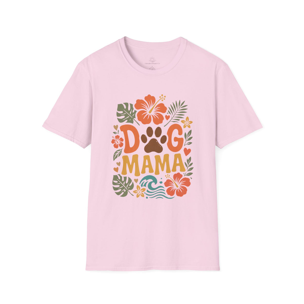 “DOG MAMA” Floral Paw Print Tropical Tee