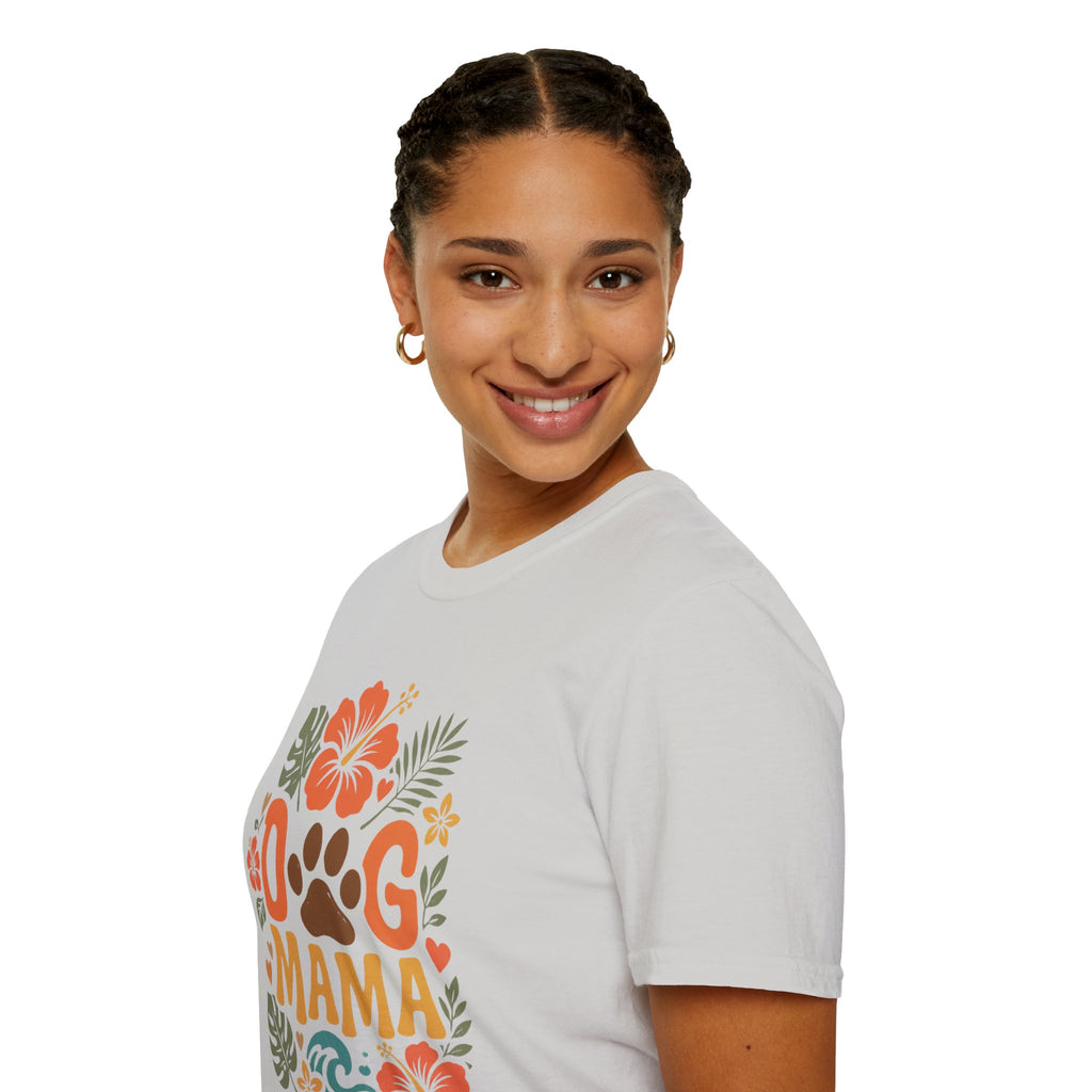 “DOG MAMA” Floral Paw Print Tropical Tee