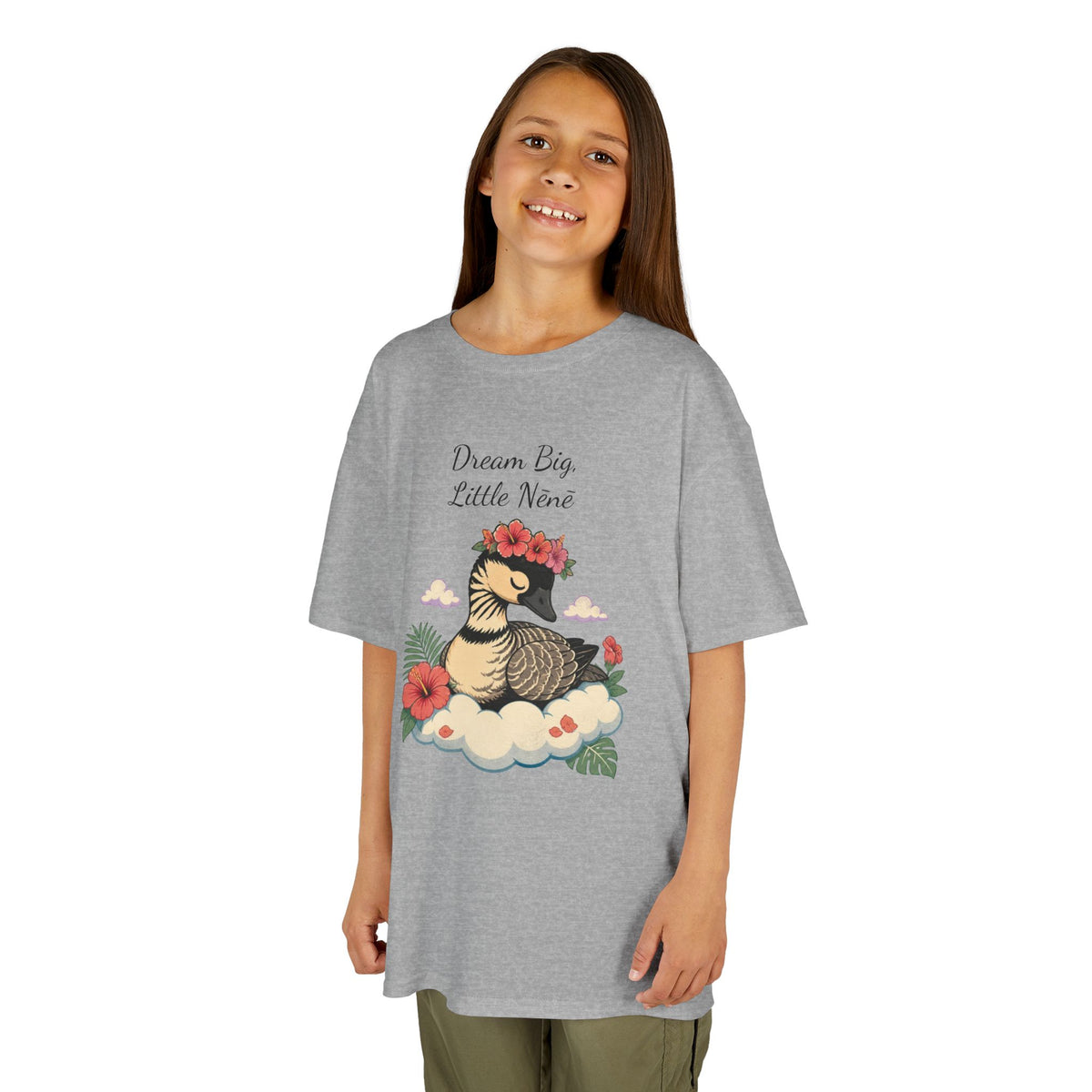 Kids Tee — “Dream Big Little Nēnē” Hawaiian Goose Graphic