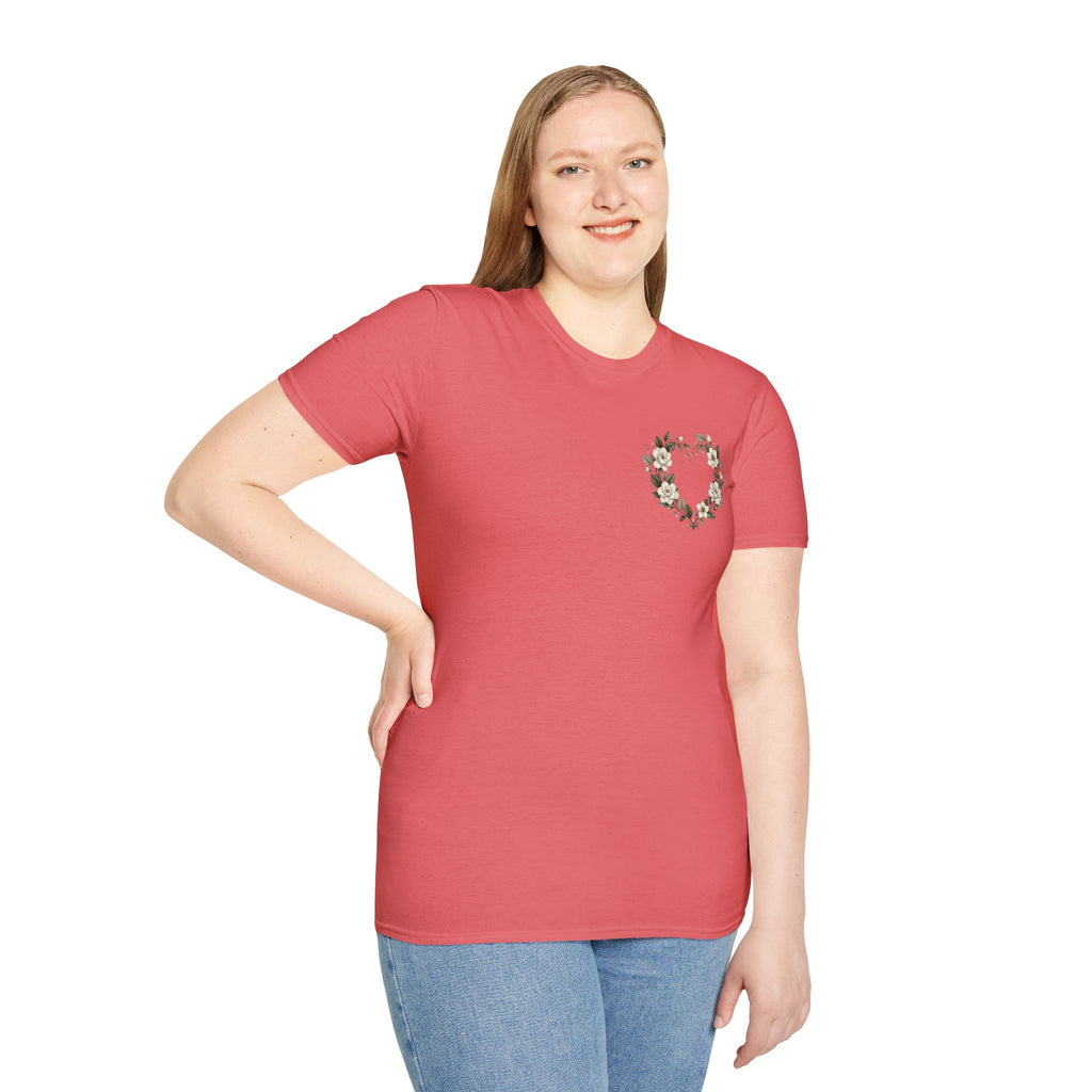 Gardenia Heart Floral Wreath T-Shirt – Botanical