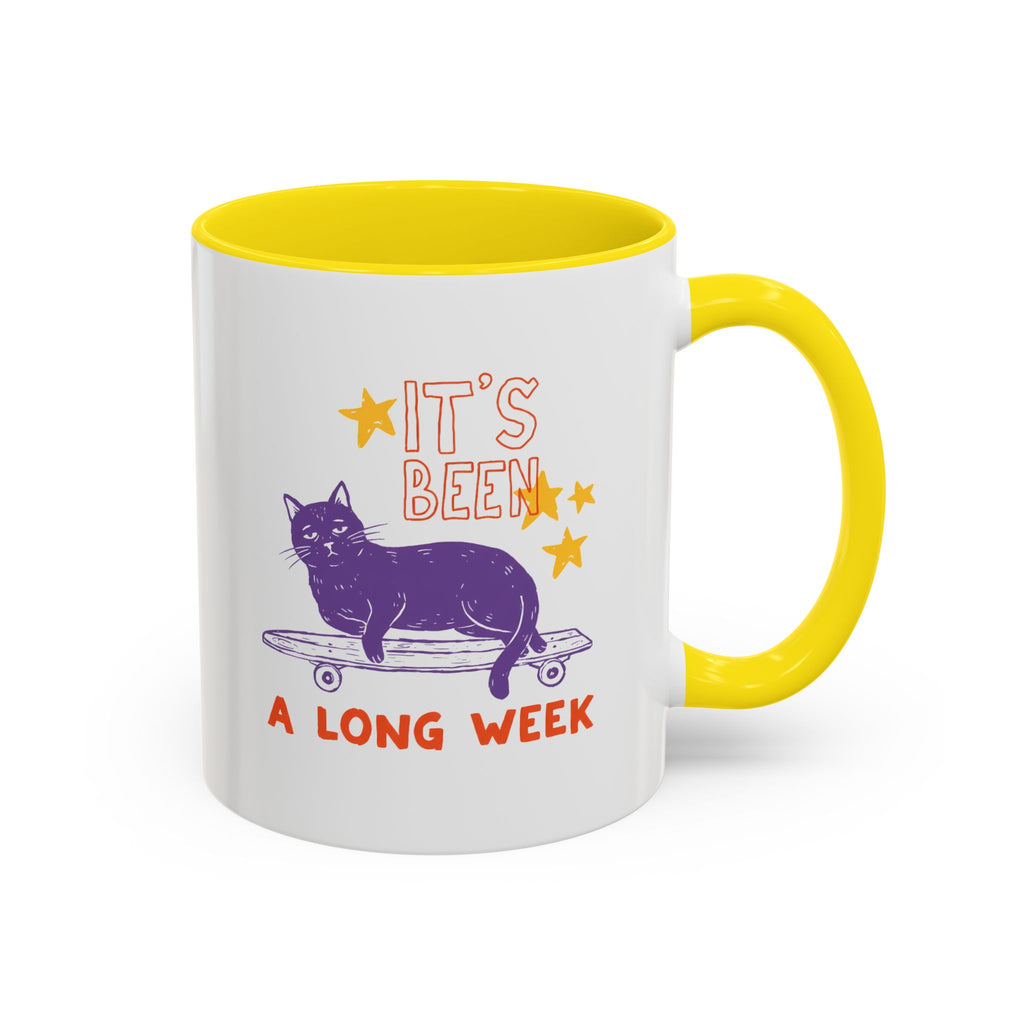 “It’s Been a Long Week” Cat on Skateboard Coffee Mug