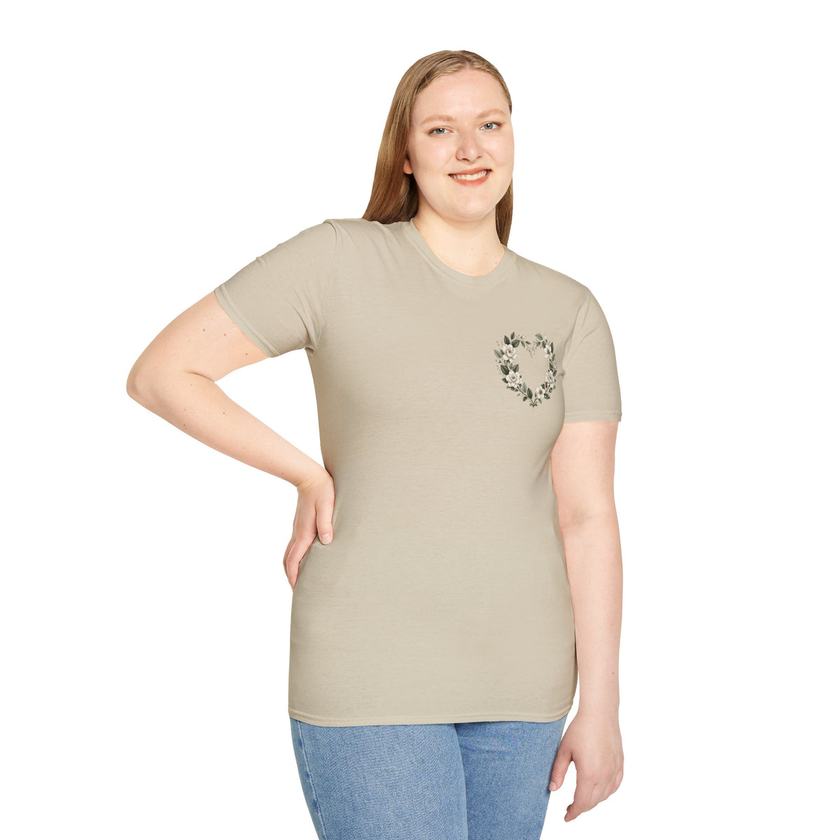 Gardenia Heart Floral Wreath T-Shirt – Botanical