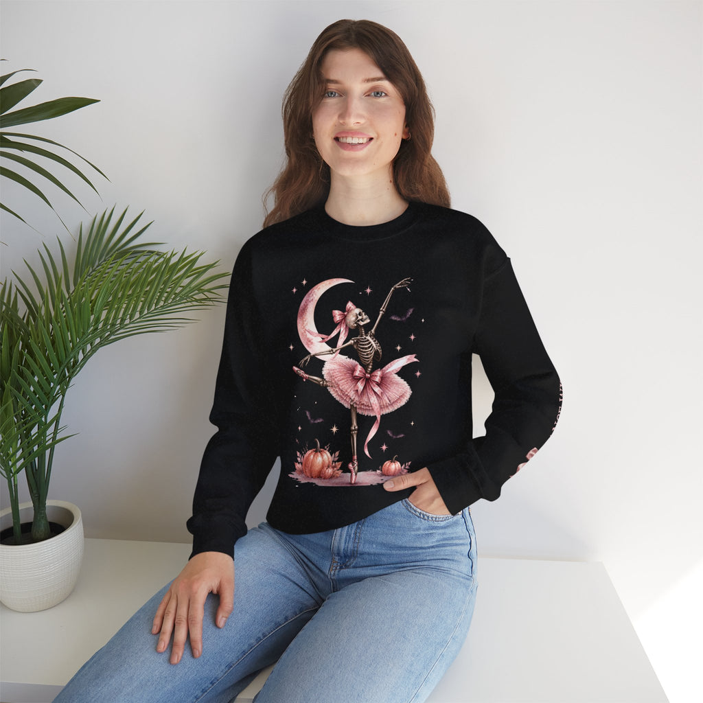 Skeleton Ballerina Ballet Dancer Sweatshirt | Halloween Pumpkin Moon