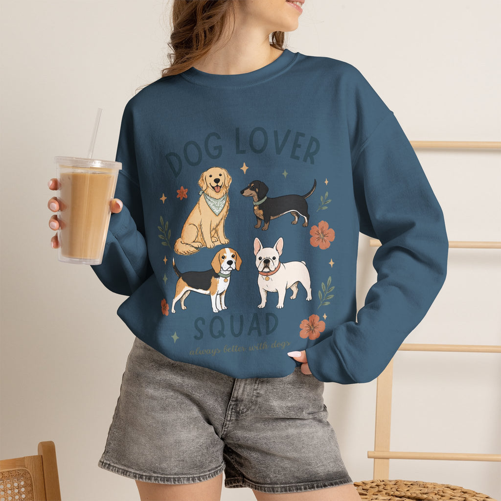 Dog Lover Squad Crewneck Sweatshirt – Cute Dogs Floral