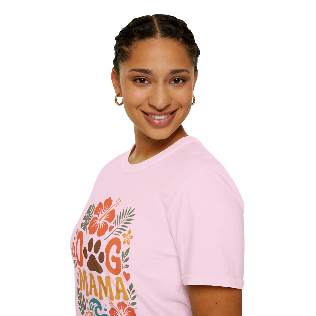 “DOG MAMA” Floral Paw Print Tropical Tee