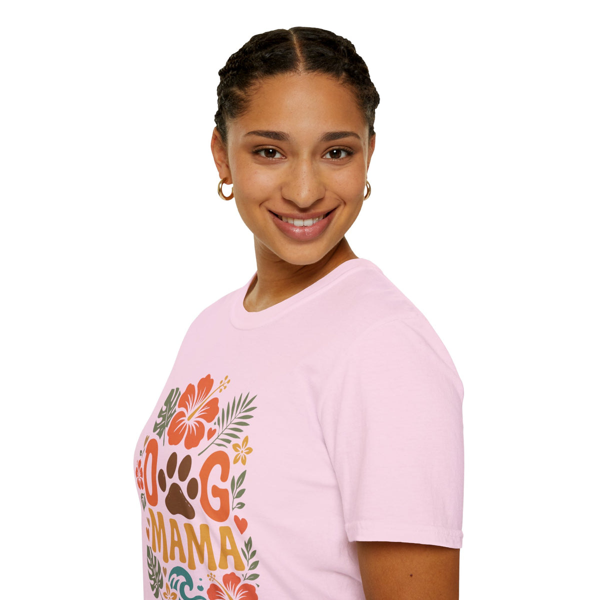 “DOG MAMA” Floral Paw Print Tropical Tee