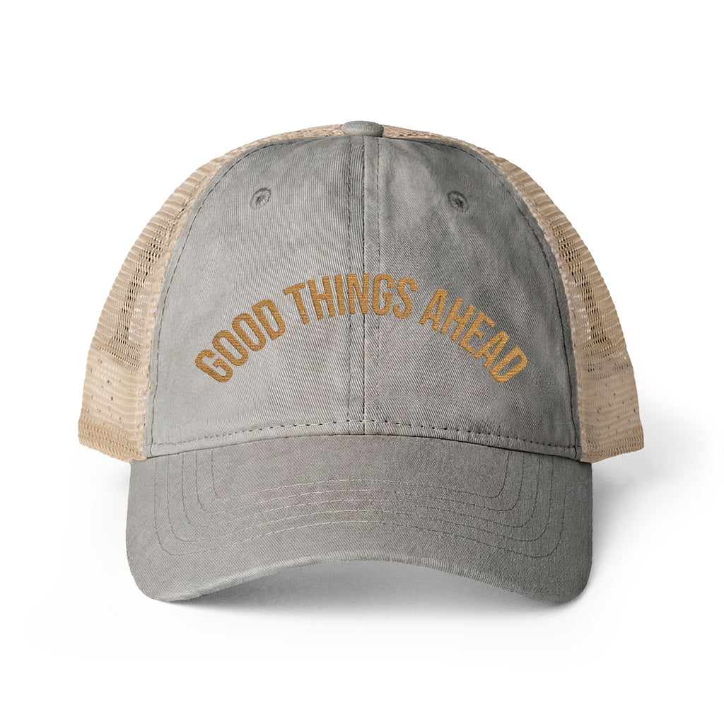 Women's Washed Mesh-Back Cap — Good Things Ahead