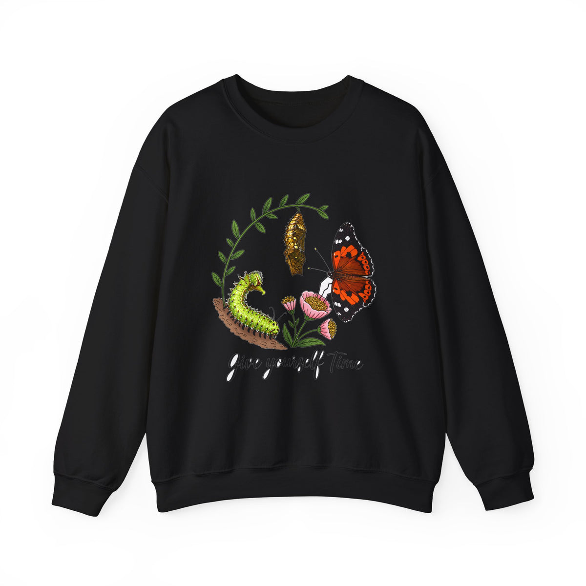 “Give Yourself Time” Butterfly Metamorphosis Crewneck