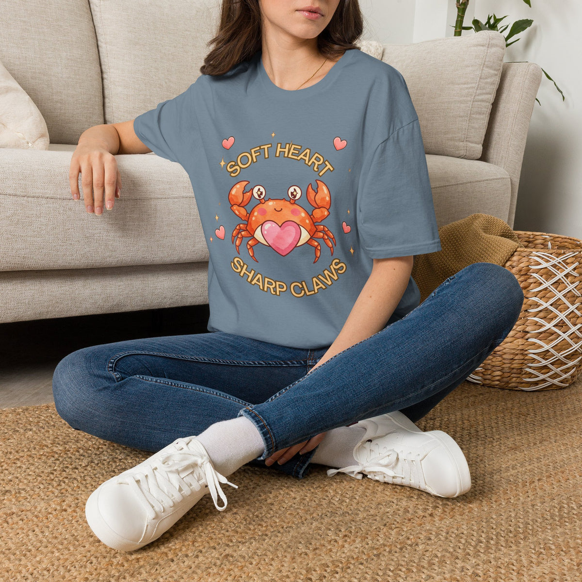 Soft Heart Sharp Claws Cute Crab T-Shirt, Ocean Graphic
