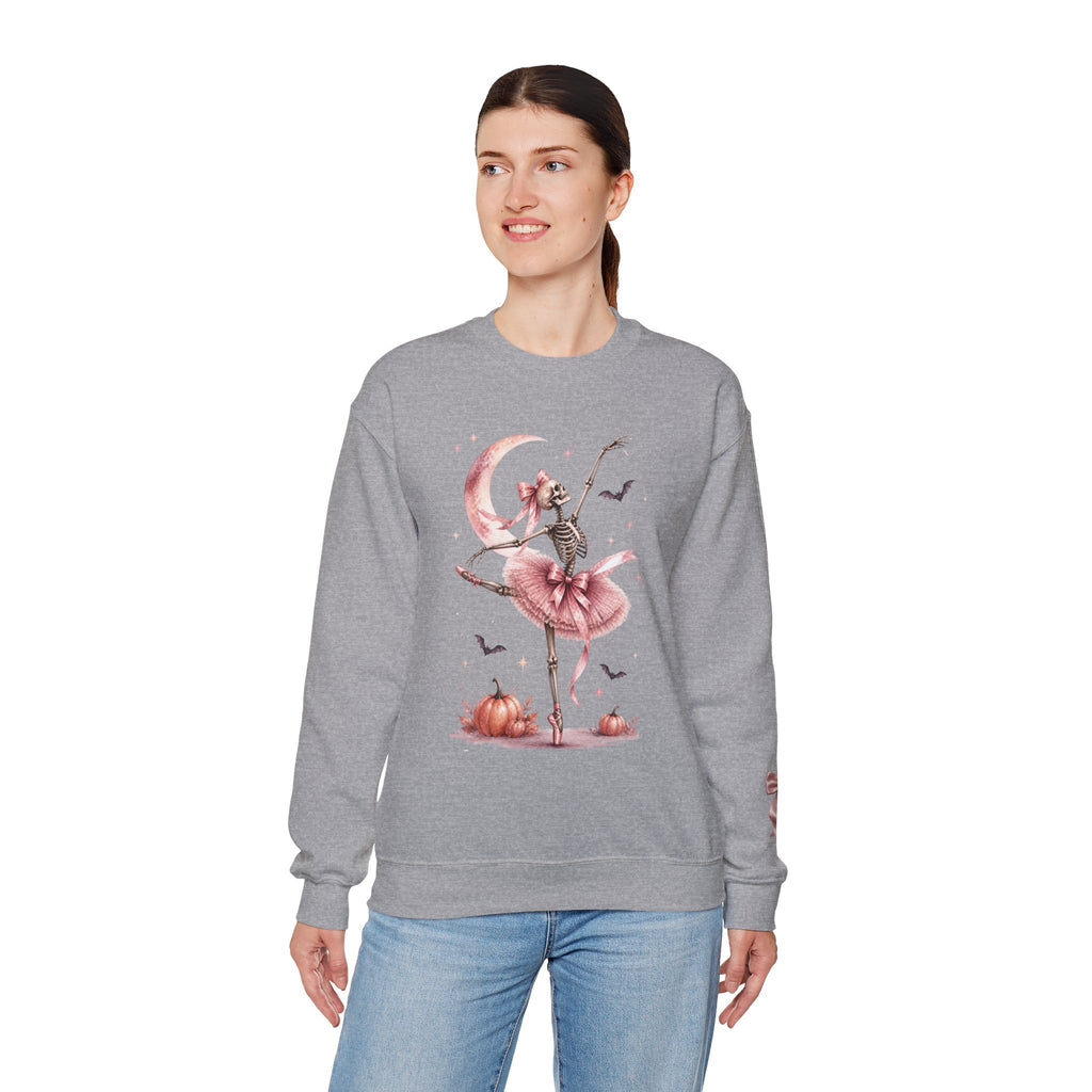 Skeleton Ballerina Ballet Dancer Sweatshirt | Halloween Pumpkin Moon