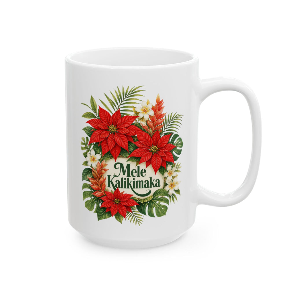 Tropical Poinsettia Holiday Mug – Floral Ceramic Cup