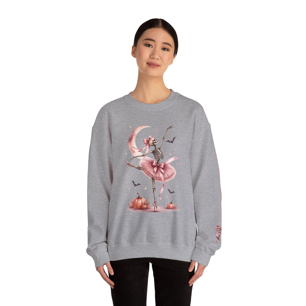 Skeleton Ballerina Ballet Dancer Sweatshirt | Halloween Pumpkin Moon